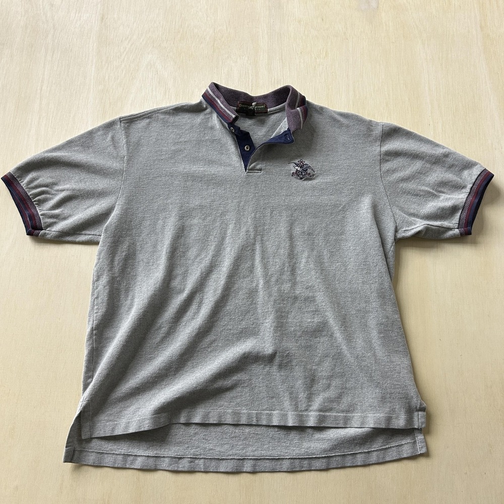 Vintage Country Cottons Polo Shirt Mens 2XL Gray Anheuser-Busch Eagle Logo